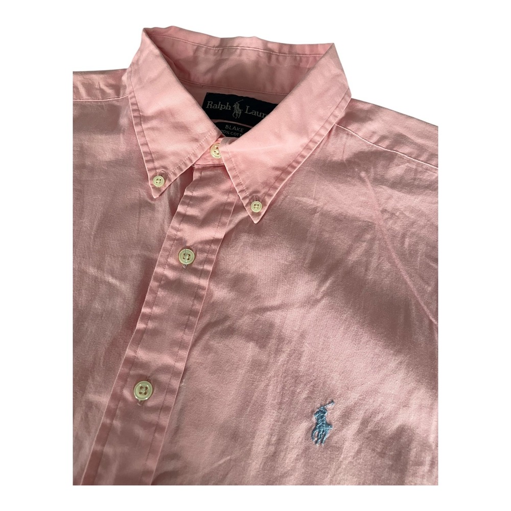 Ralph Lauren Blake Mens L Pink Short Sleeve Button Down Shirt‎ NWT Cotton